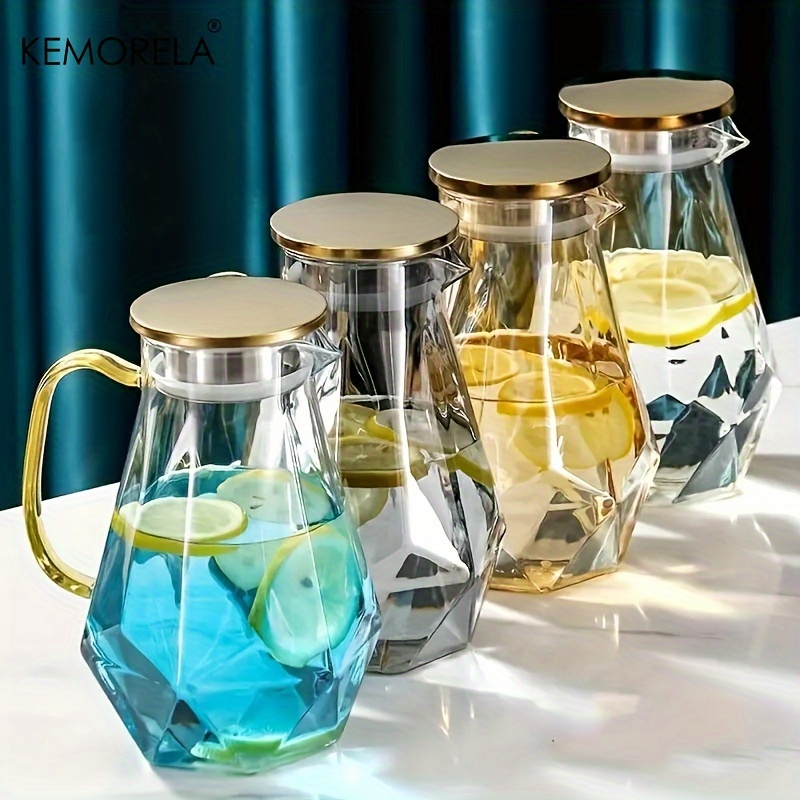 Coffee Tea Water Heater - 1PCS Diamond Texture Glass Teapot Set