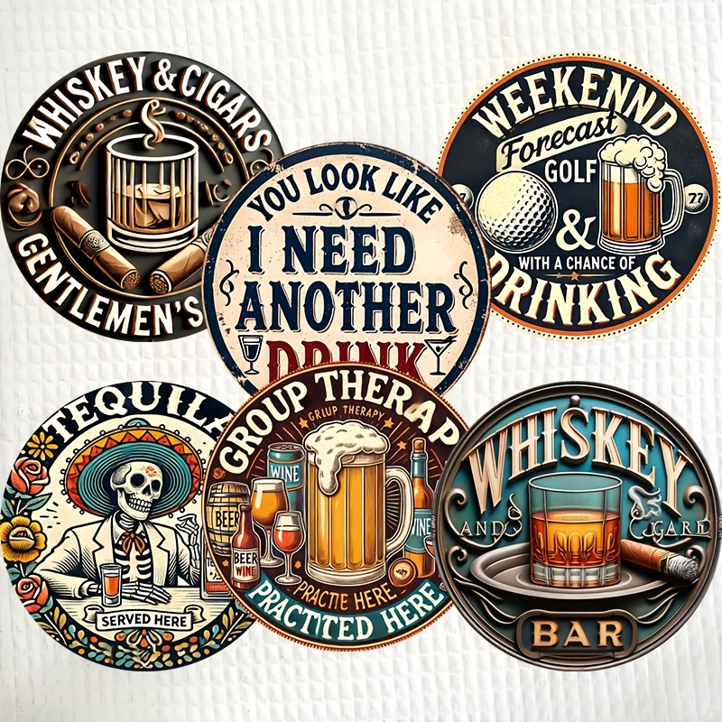Coffee Tea Jug - 6pcs 10cm Wooden Vintage Beer Themed
