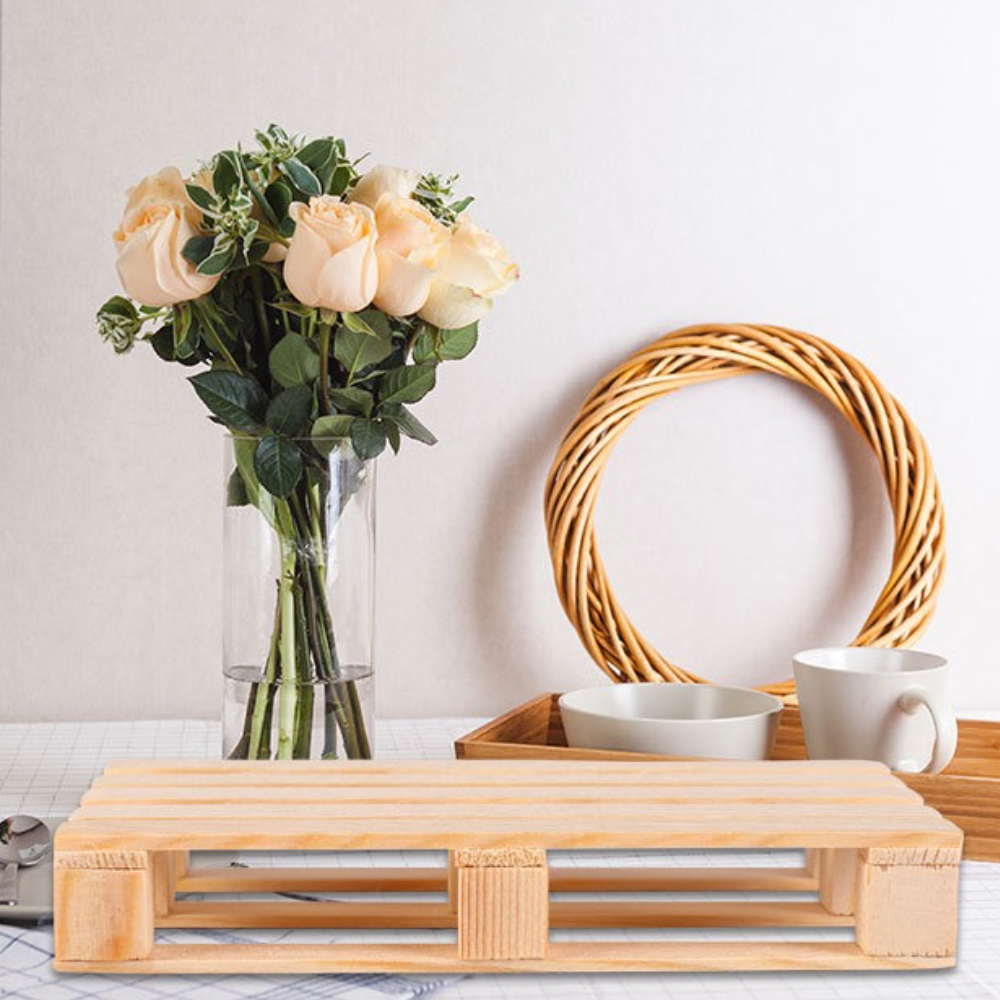 Bamboo Tea Tray - Insulated Solid Wood Hollowed Out Tea