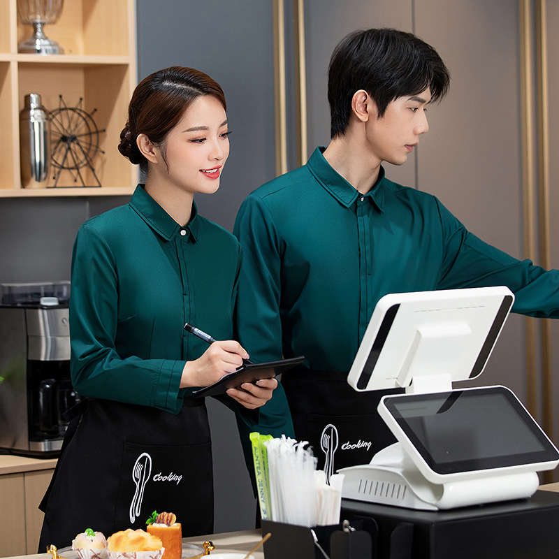 Coffee Tea Catering - Western Restaurant Waiter Shirt Autumn Coffee