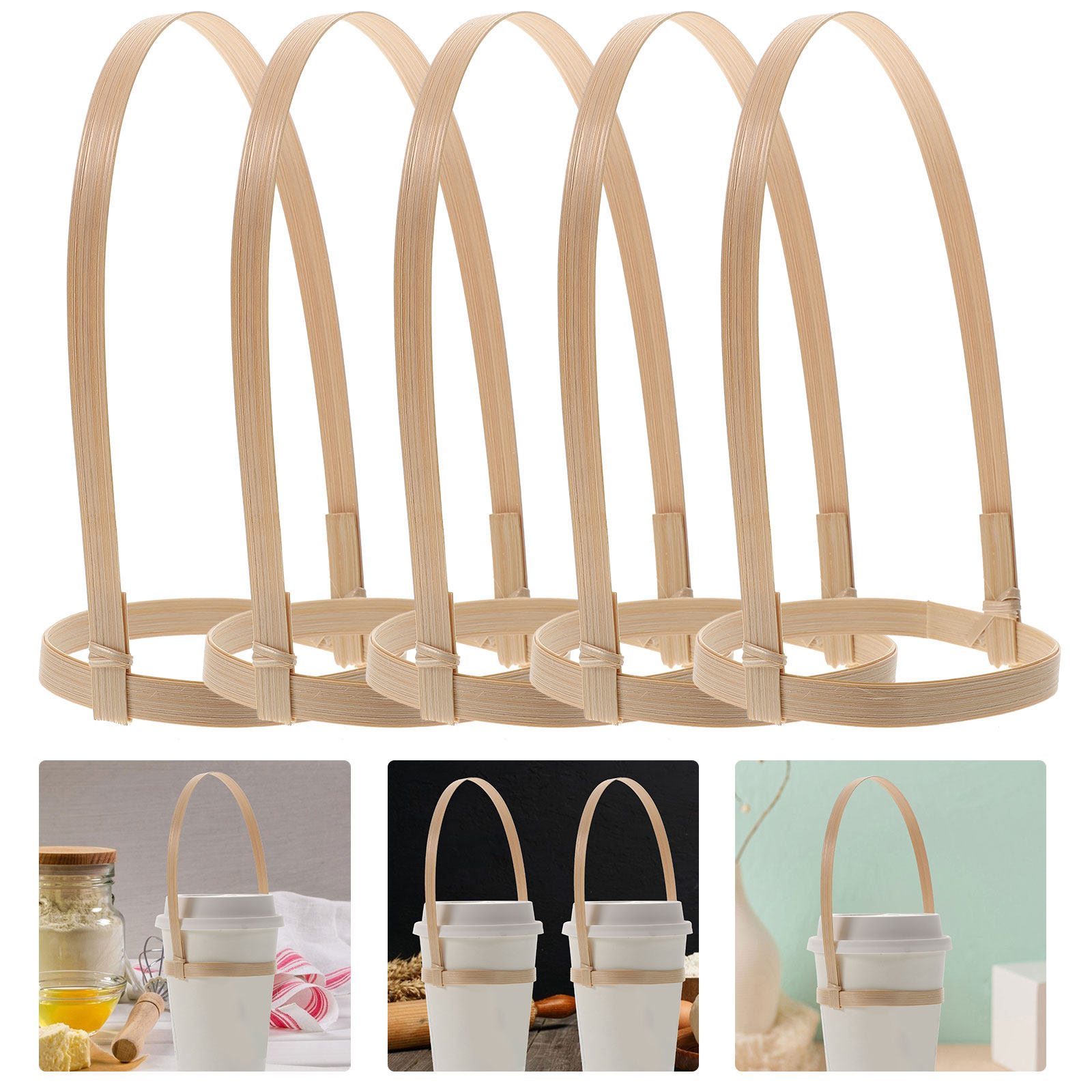 10Pcs Bamboo Drink Cup Carrier - Bamboo Tea Tray recensie en prijs