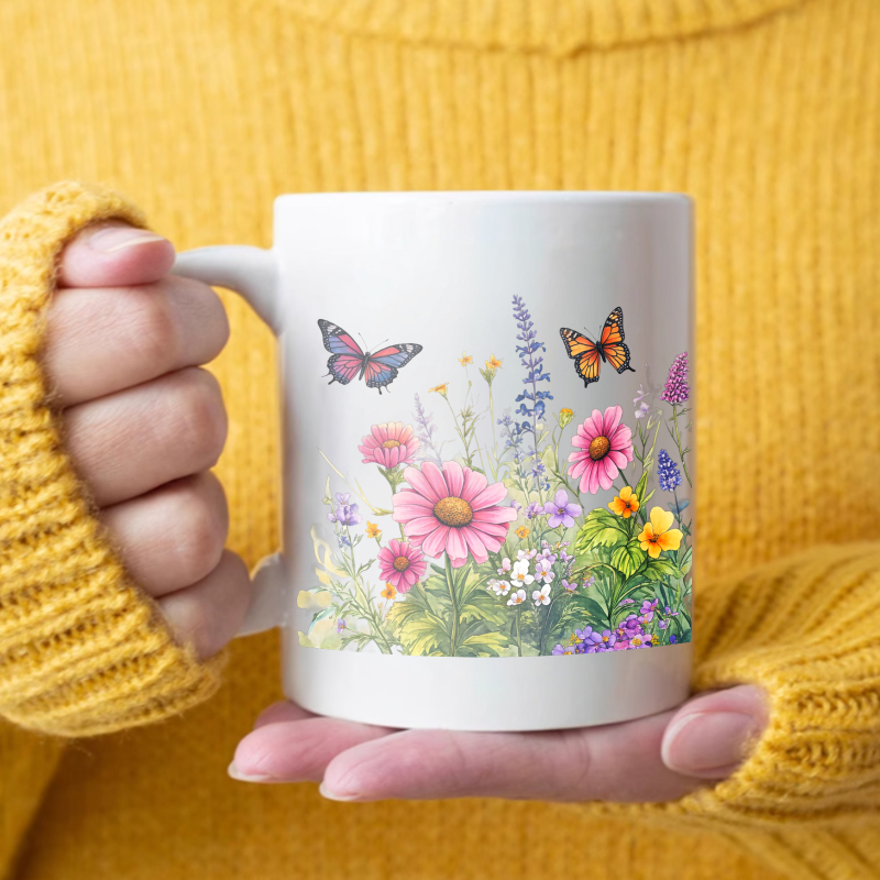 Ceramic cup white flower garde - Coffee Tea Garden recensie en prijs