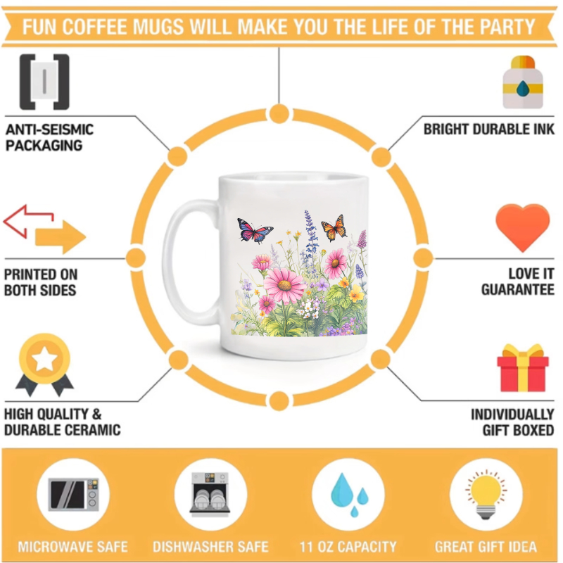 Ceramic cup white flower garde - Coffee Tea Garden recensie en prijs