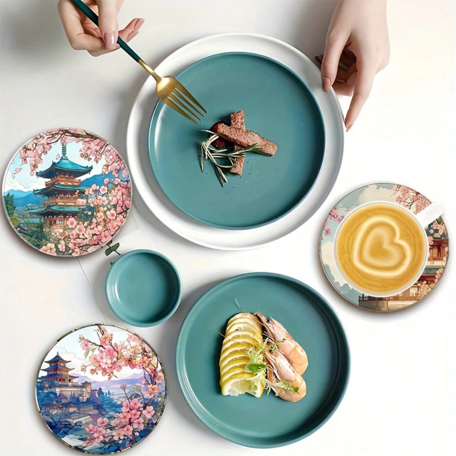2D FLAT 6pcs/Set Japanese Cher - Coffee Tea Garden recensie en prijs